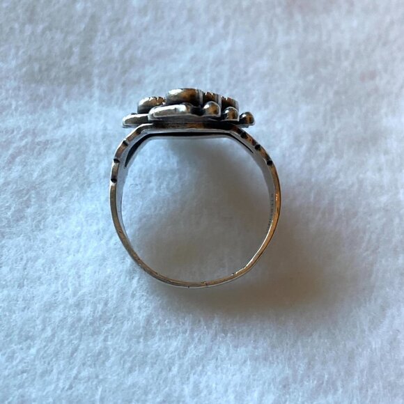 VTG Southwest Sterling Silver 925 Snake Eyes Petit Point Green Onyx Ring Sz 5.25 - Picture 8 of 16